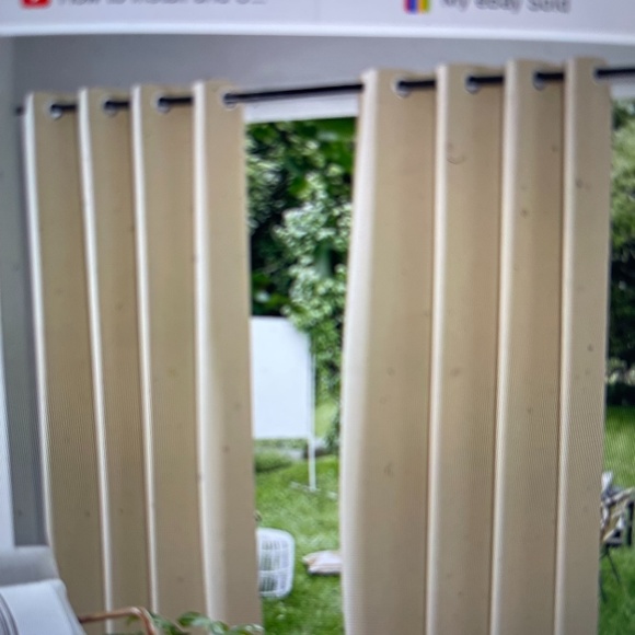RYB HOME Beige Windproof Outdoor Curtains with Grommets at Both Top and Bottom - Picture 4 of 7